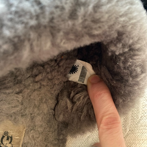 UGG Black Knit Slippers with Fur Trim - Picture 8 of 8